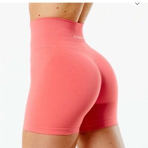 Alphalete Amplify Seamless  High-Waisted Shorts in Pixel Pink